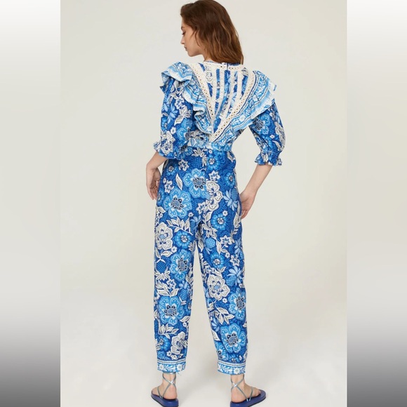 NWT Farm Rio Blue Floral Jumpsuit - Size Medium - Picture 3 of 7